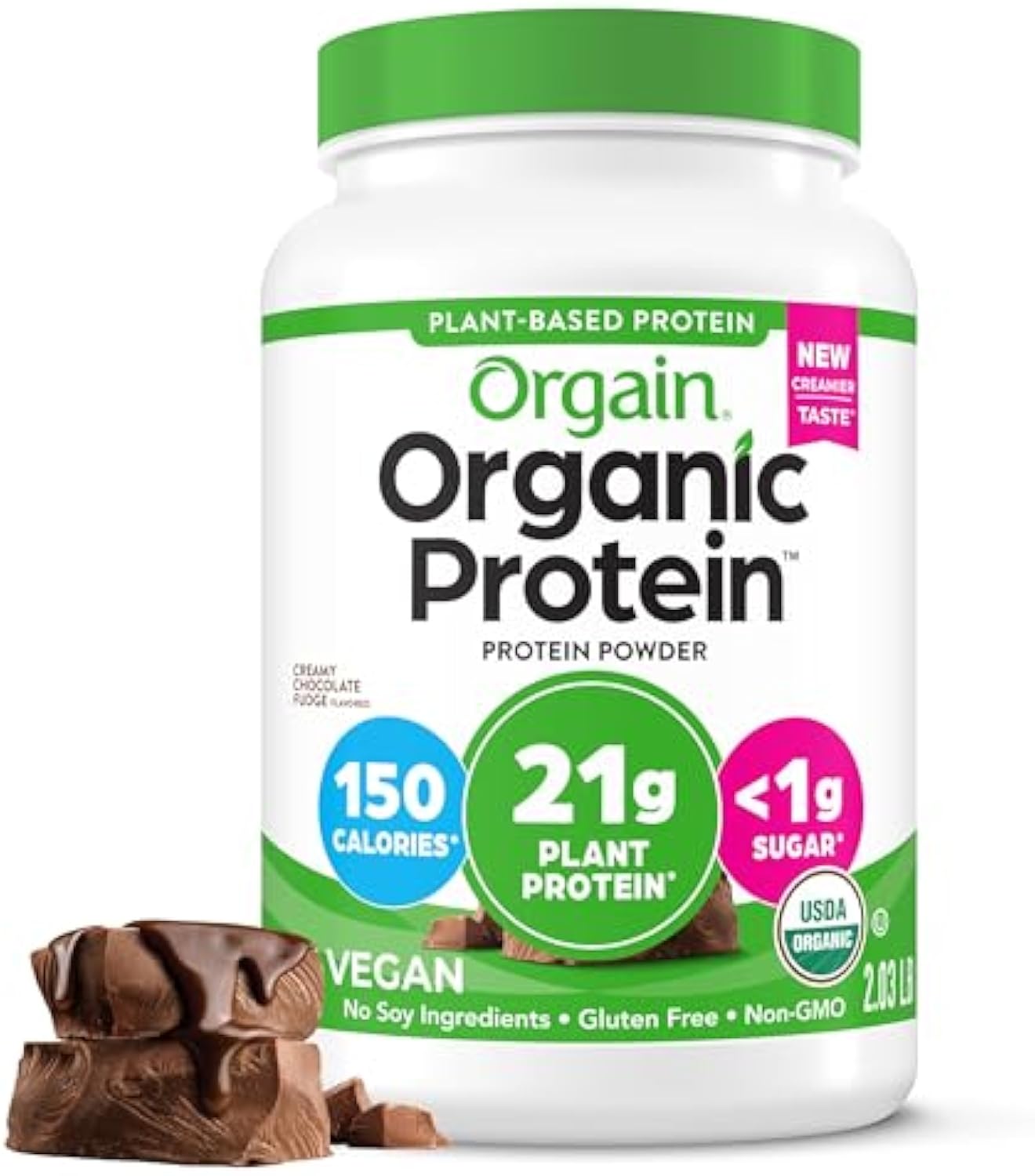 Organic Proteintm Plant Based ProteinPowder-Creamy Chocolate Fudge Pack of 2
